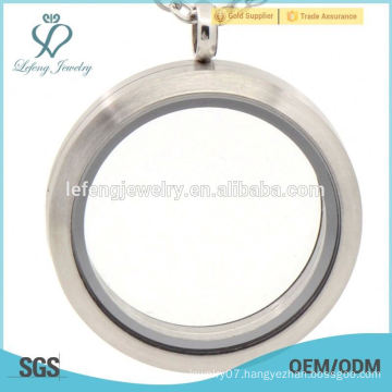 2015 top sale 30mm matte silver round lockets, stainless steel magnifying glass pendant for women's locket pendants jewelry